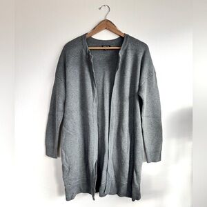 Kenneth Cole Charcoal Gray Thick Wool Blend Knit Cozy Open Cardigan Sweater - M